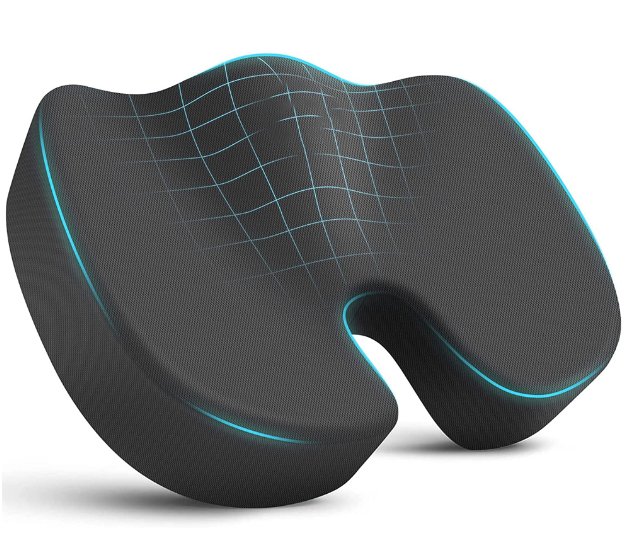 An orthopedic memory foam cushion highlighted by a digital grids