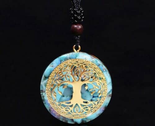 an image of Tree Of Life Orgonite Meditation Necklace with a dark backdrop