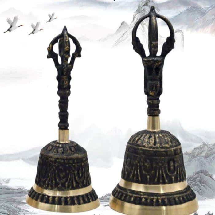 Two brass meditation bells with different sizes